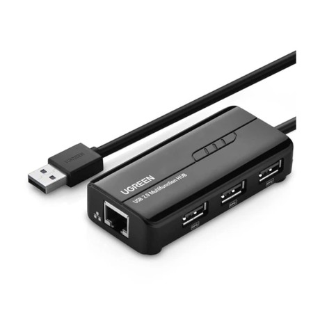 هاب یوگرین UGREEN USB 2.0 10/100MBPS Network Adapter Black 20264