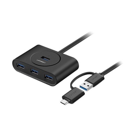 هاب یوگرین UGREEN USB 3.0 A with USB-C Adapter 4-Ports Hub 1m Black CR113 40850