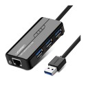 هاب UGREEN USB 3.0 Hub with Gigabit Ethernet Adapter Black 20265