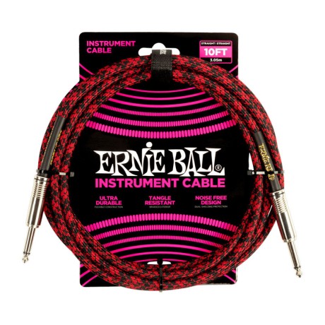 کابل رابط ارنی بال Ernie Ball 6394 Braided 3.05m Red Black