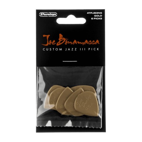 پیک گیتار دانلوپ Dunlop Joe Bonamassa Jazz III Gold 1.38mm 6-Pack