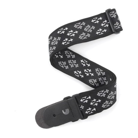 بند گیتار داداریو D'Addario Planet Waves T20W1416 2-Inch Guitar Strap, Cross Print, Black and White