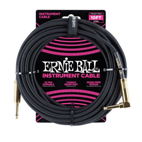 کابل رابط ارنی بال Ernie Ball 6081 Braided Straight Angle 3.05m Black