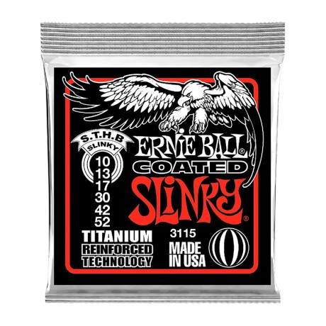 سیم گیتار الکتریک ارنی بال Ernie Ball 3115 Skinny Top Heavy Bottom Slinky Coated Titanium RPS Electric Guitar Strings