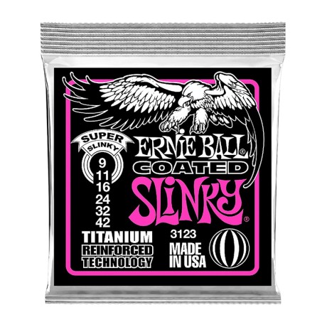 سیم گیتار الکتریک ارنی بال Ernie Ball 3123 Super Slinky Coated Titanium RPS Electric Guitar Strings