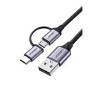 کابل رابط UGREEN USB 2.0 A Male to Micro USB + USB-C Male 3A Data Cable Black 1m US177 30875