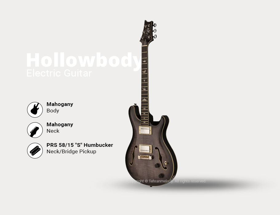 گیتار الکتریک PRS SE Hollowbody II Standard Charocal Burst