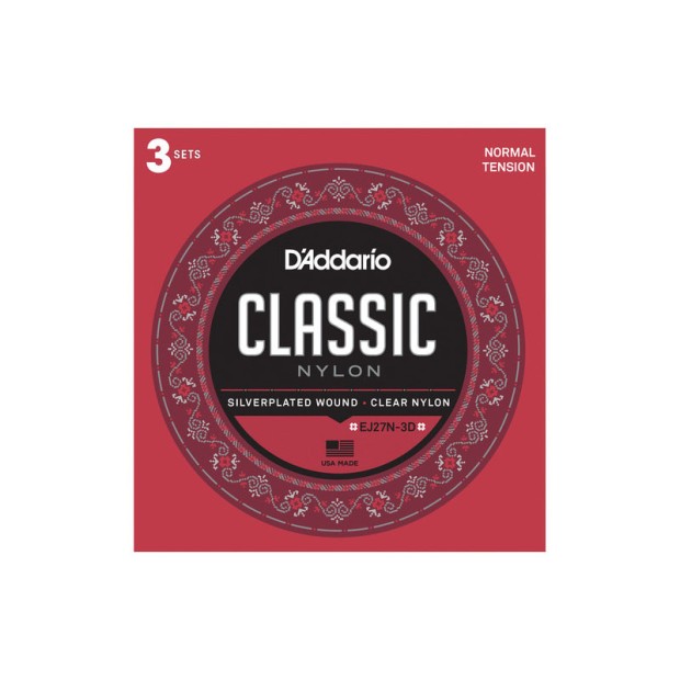 سیم گیتار کلاسیک داداریو D'Addario EJ27 Student Nylon Normal Tension 3D