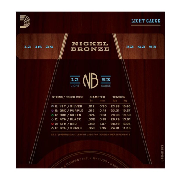 سیم گیتار کلاسیک داداریو D'Addario NB1253 Nickel Bronze Acoustic Strings