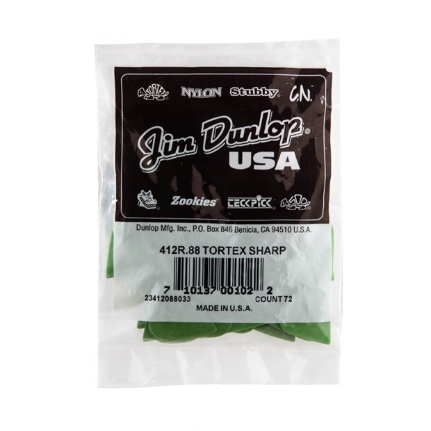 پیک گیتار دانلوپ Dunlop 412R 0.88mm Tortex Sharp Green Guitar Pick