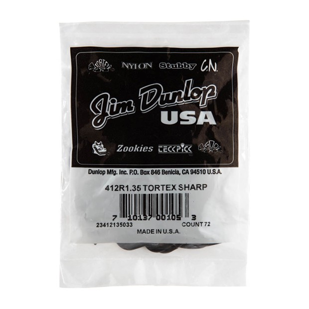 پیک گیتار دانلوپ Dunlop 412R 1.35mm Tortex Sharp Black Guitar Pick