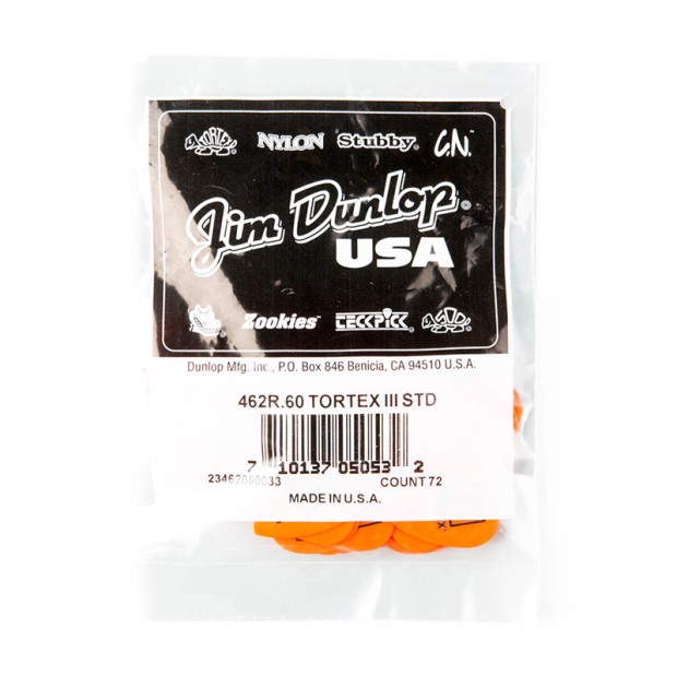 پیک گیتار دانلوپ Dunlop 462R 0.60mm Tortex III  Orange Guitar Pick