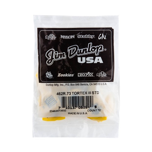 پیک گیتار دانلوپ Dunlop 462R 0.73mm Tortex III  Yellow Guitar Pick