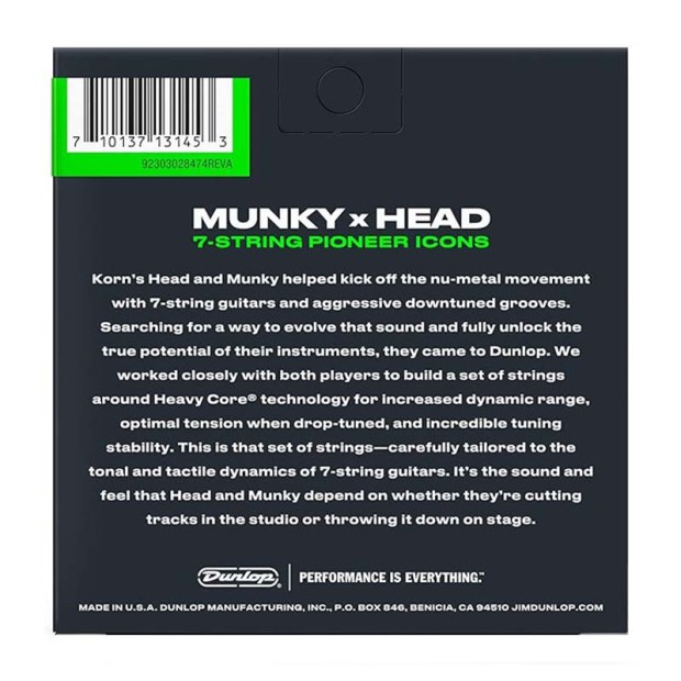 سیم گیتار الکتریک دانلوپ Dunlop Heavy Core KoRn 7-String 10-65
