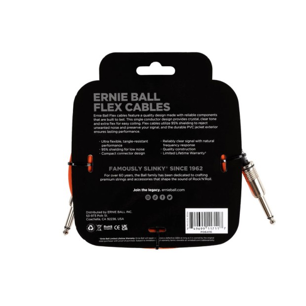 کابل گیتار ارنی بال Ernie Ball 6416 Flex 3.05m Orange