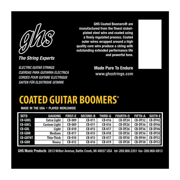 سیم گیتار الکتریک جی اچ اس GHS Coated Boomers Electric Guitar Strings 09-42