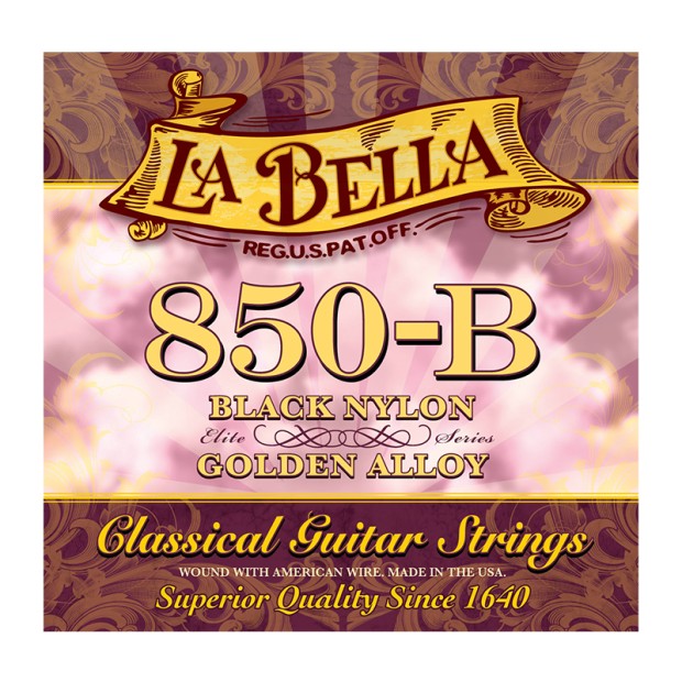 سیم گیتار کلاسیک لابلا La Bella 850B Elite – Black Nylon, Golden Alloy