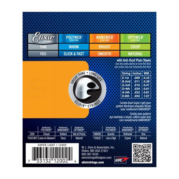 سیم گیتار الکتریک الکسیر Elixir Nanoweb Electric Nickel Plated Steel 09-42