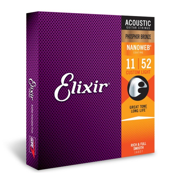 سیم گیتار آکوستیک الکسیر Elixir 11-52 Nanoweb Phosphor Bronze