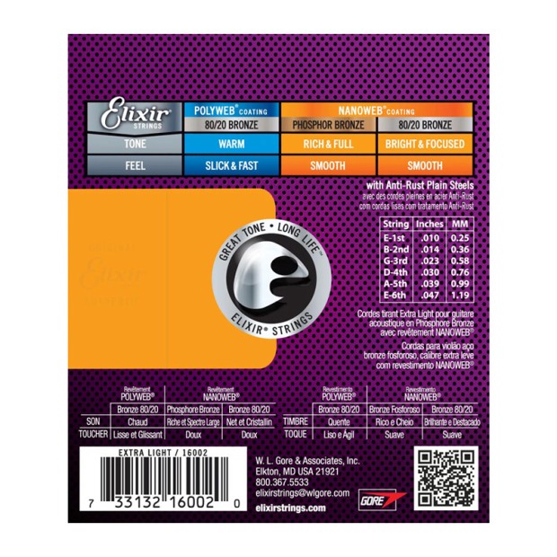 سیم گیتار آکوستیک الکسیر Elixir 10-47 Nanoweb Phosphor Bronze