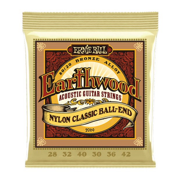 سیم گیتار کلاسیک ارنی بال Ernie Ball 2069 Earthwood 80/20 Bronze Nylon Ball End 28-42