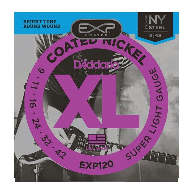 سیم گیتار الکتریک داداریو D'Addario EXP120 Coated Nickel Plated Steel Super Light