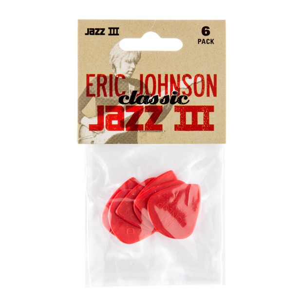 پیک گیتار دانلوپ Dunlop 47PEJ3N Eric Johnson Nylon Jazz III Red Nylon 6-Pack