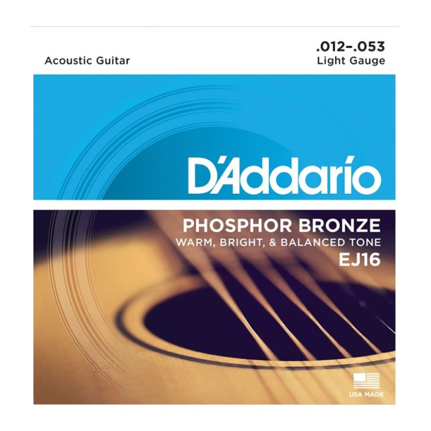 سیم گیتار آکوستیک داداریو D'Addario EJ16 Phosphor Bronze Light Acoustic Strings