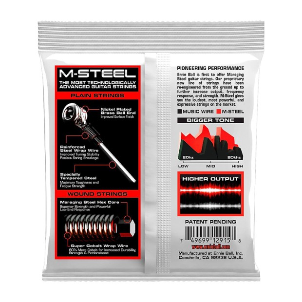 سیم گیتار الکتریک ارنی بال Ernie Ball 2915 M-Steel Skinny Top Heavy Bottom Electric Guitar Strings