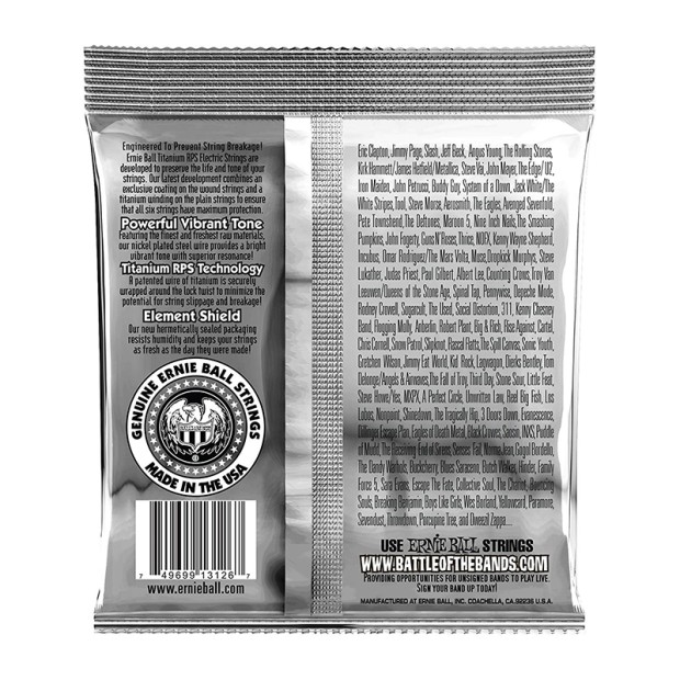 سیم گیتار الکتریک ارنی بال Ernie Ball 3126 Not Even Slinky Coated Titanium RPS Electric Guitar Strings