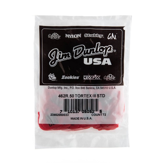 پیک گیتار دانلوپ Dunlop 462R 0.50mm Tortex III  Red Guitar Pick