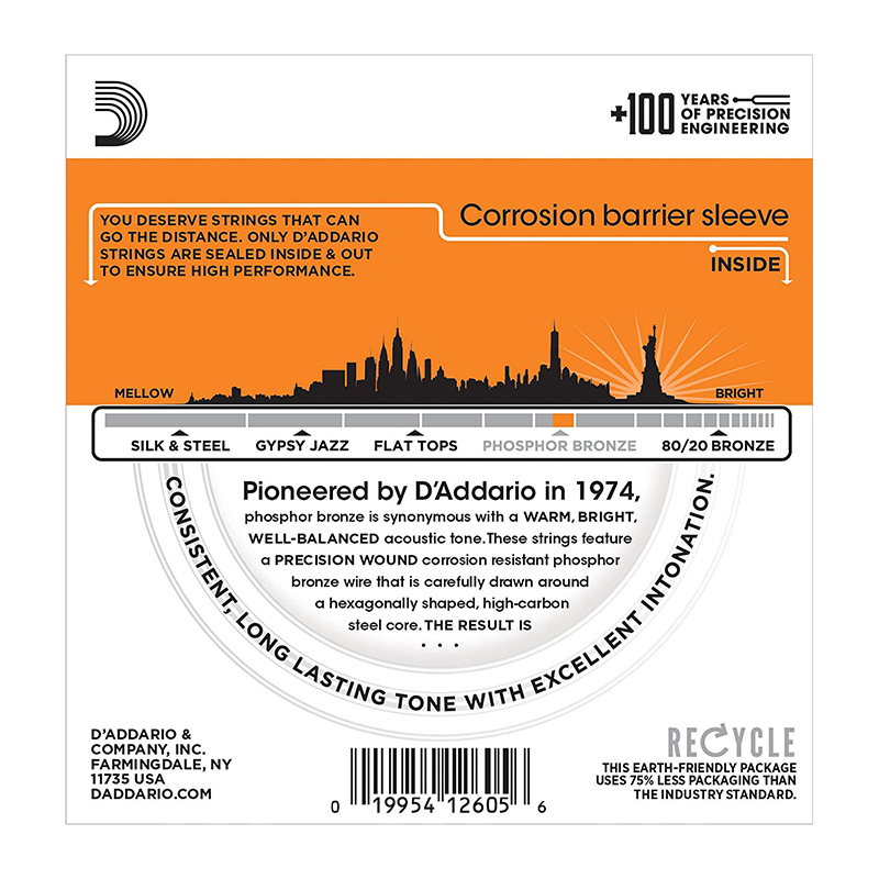 سیم گیتار آکوستیک داداریو D'Addario EJ15 Phosphor Bronze