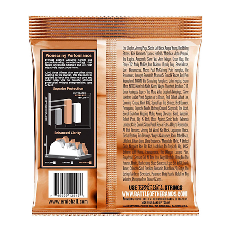 سیم گیتار آکوستیک ارنی بال Ernie Ball 2546 Everlast Coated Phosphor Bronze Medium Light Acoustic Strings