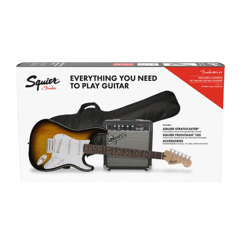 گیتار الکتریک فندر Fender Squier Stratocaster Pack LRL Brown Sunburst