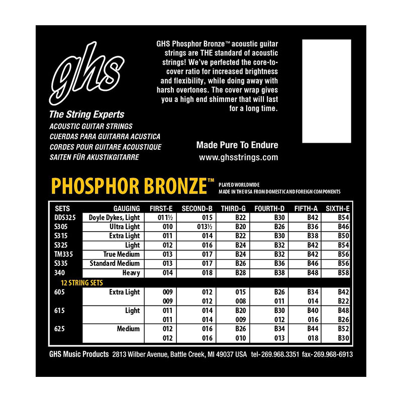 سیم گیتار آکوستیک جی اچ اس Ghs Phosphor Bronze Acoustic Guitar Strings 11-50