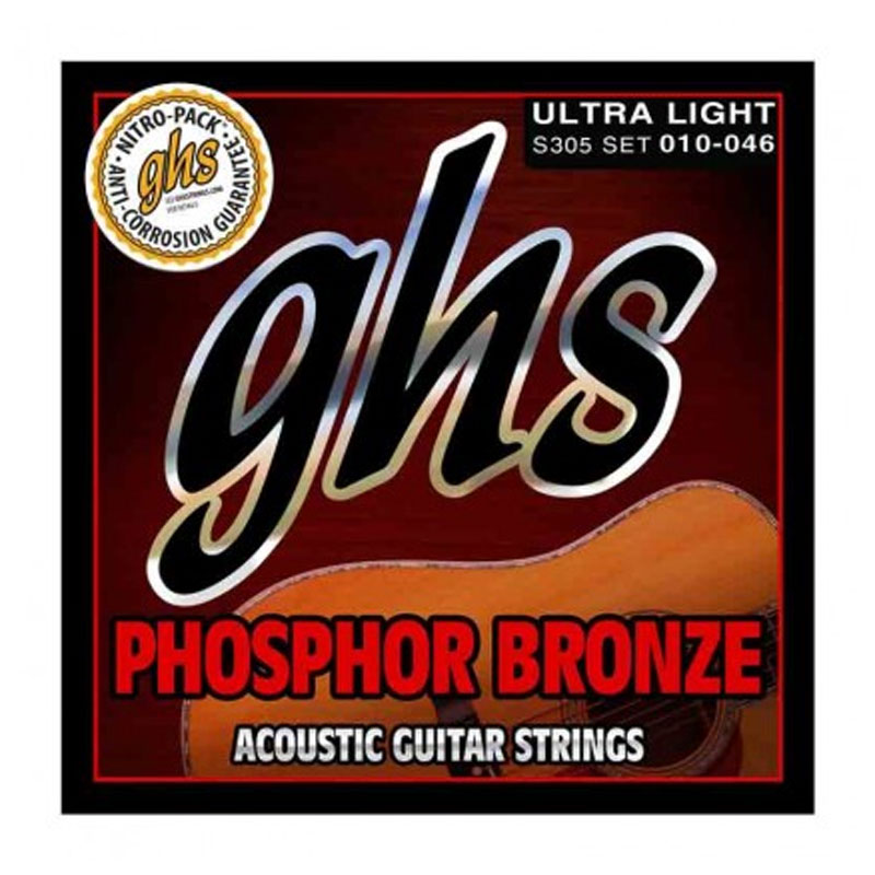 قیمت خرید فروش سیم گیتار آکوستیک جی اچ اس GHS S305 Phosphor Bronze Acoustic Guitar Strings 10-46