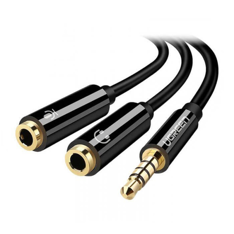 قیمت خرید فروش کابل رابط یوگرین UGREEN TRRS to 2xTRS Audio Cable 20cm Black AV141