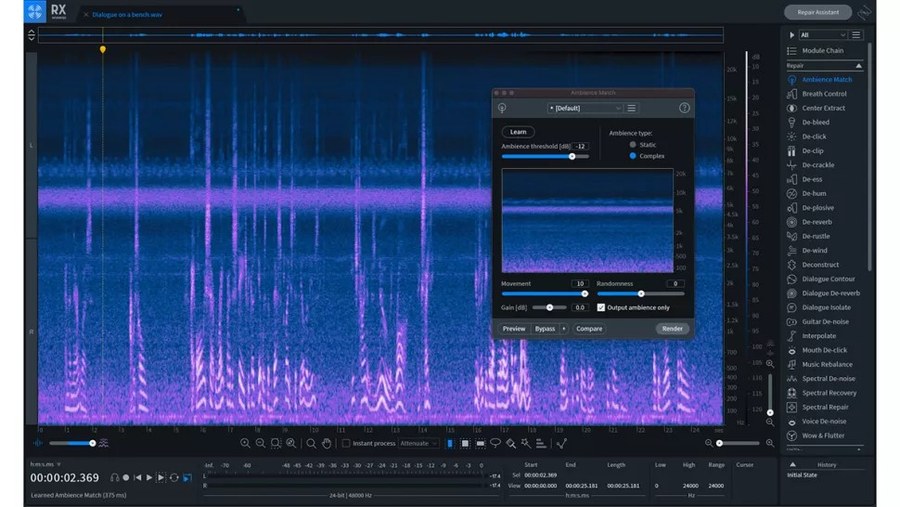 رابط ویرایش طیفی و Repair Assistant در iZotope RX