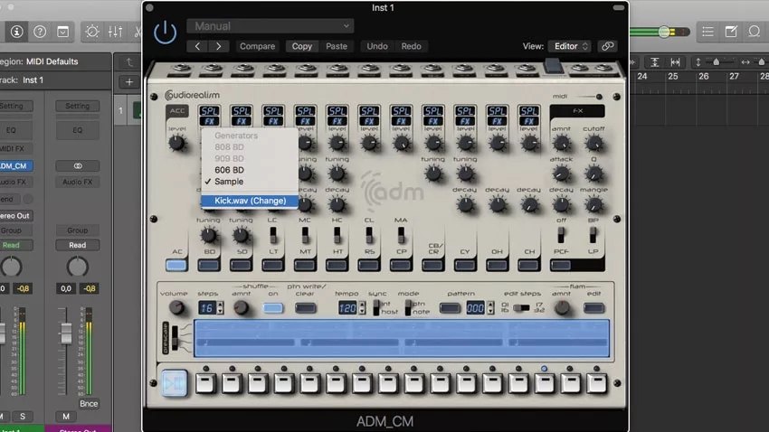 پردازش لوپ درام با Drum Machine در Logic Pro