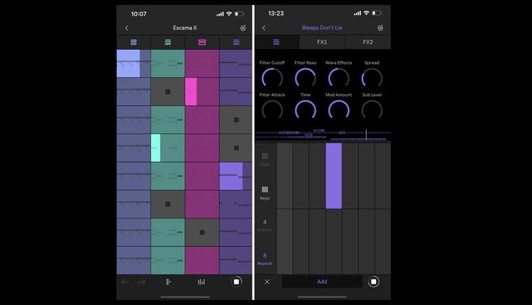 محیط اپلیکیشن Ableton Note برای ساخت موسیقی در iPhone و iPad