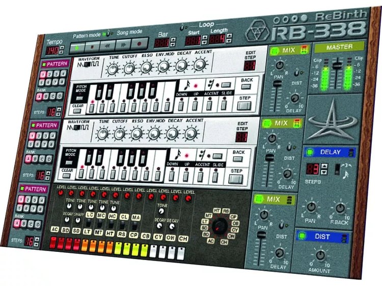 محیط نرم‌افزار کلاسیک ReBirth RB-338 و sequencer الکترونیک