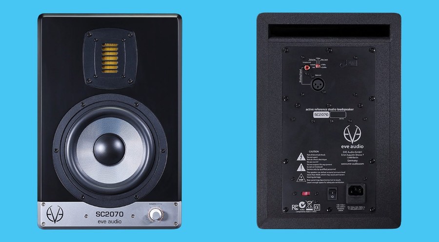 نمای جلو و پشت مانیتور استودیویی EVE Audio SC2070
