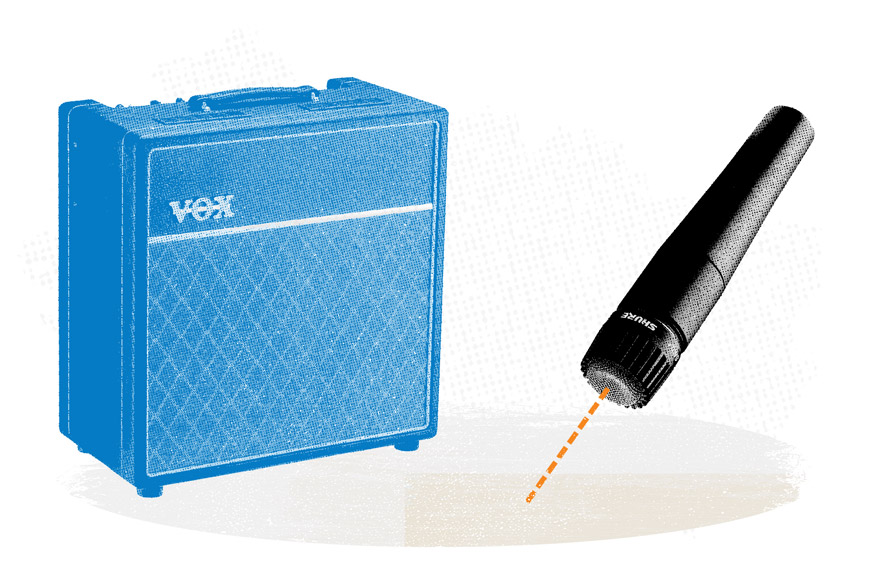 میکروفن را به سمت دیوارها، سقف، کف یا اتاق قرار دهید